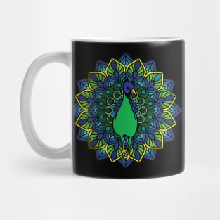 Blue and Green Peacock Mandela Mug